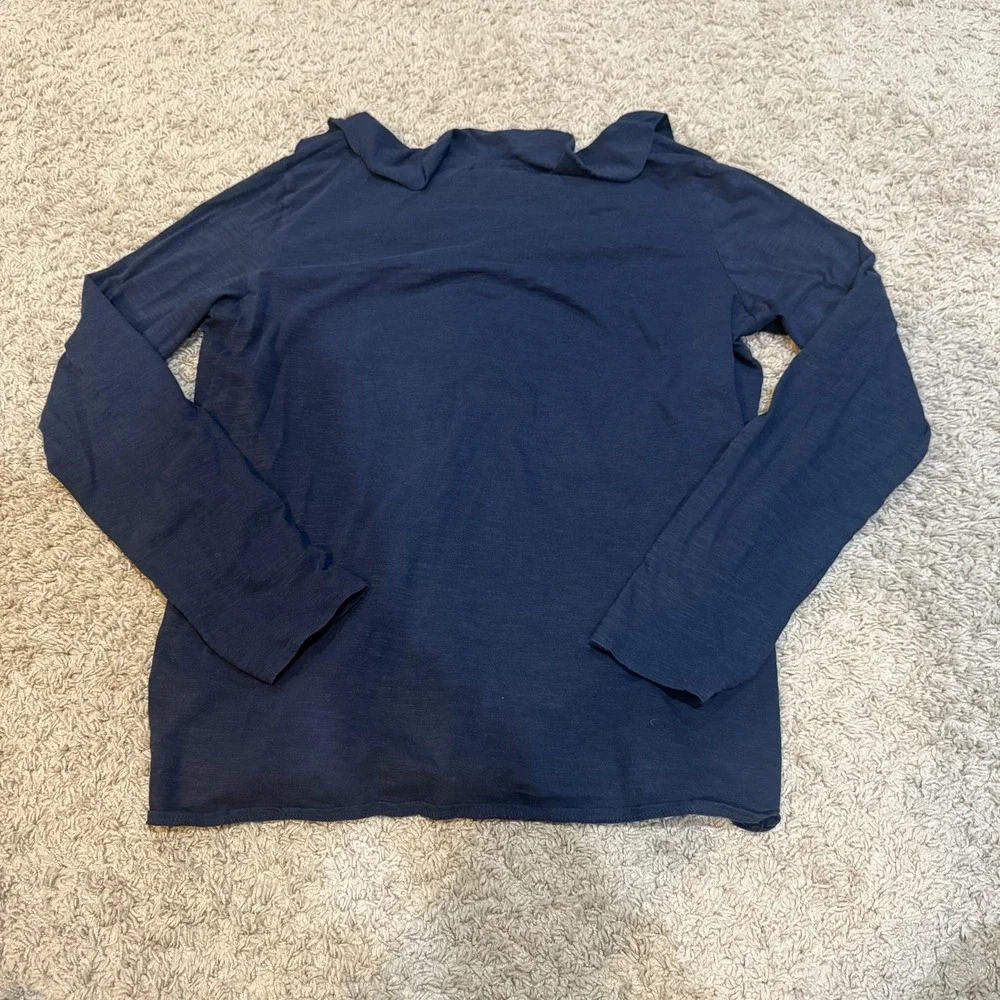 Polo Jeans Company Ralph Lauren Shirt‎ Womens XL Navy Blue Tie Neck Long Sleeve